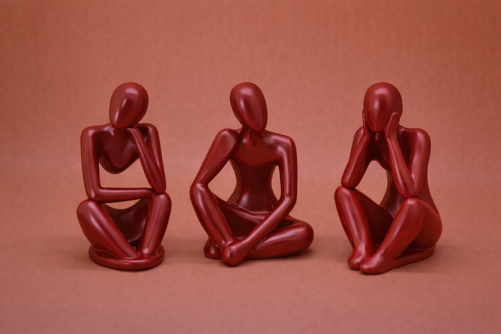Tris di statuette- Le Pensatrici