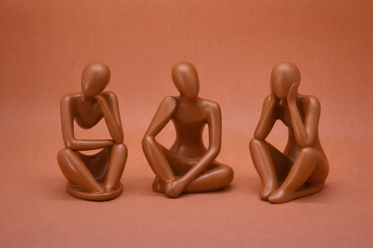Tris di statuette- Le Pensatrici