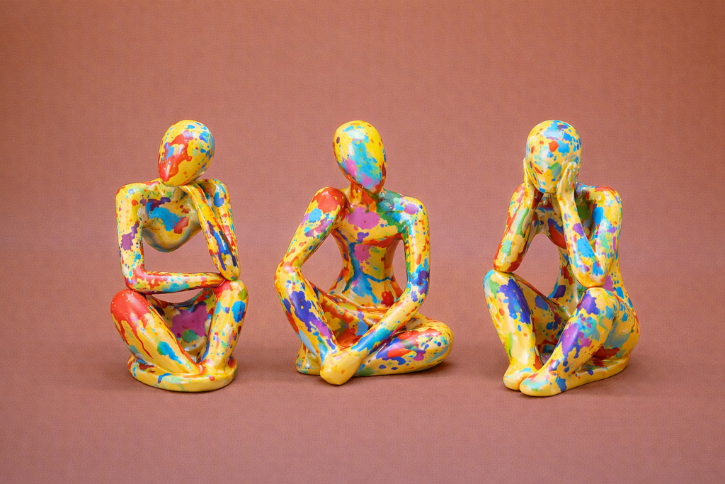 Tris di statuette- Le Pensatrici