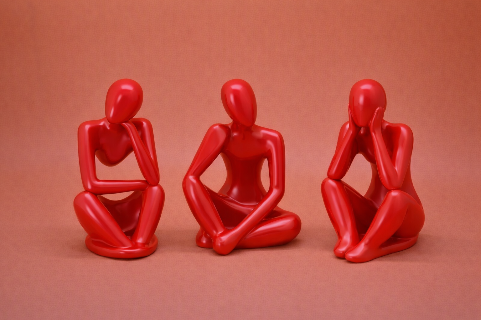 Tris di statuette- Le Pensatrici