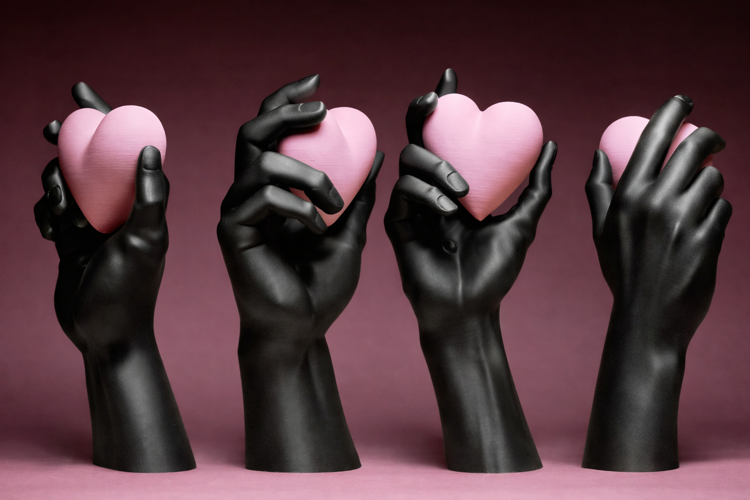 Black Heart – Scultura Mano con Cuore