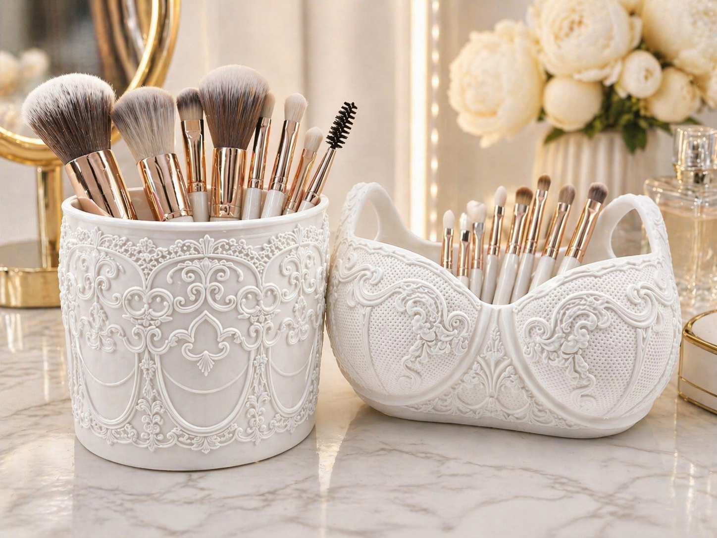 Porta Pennelli e Porta Trucchi Luxury - Set Velouré Prestige & Couture