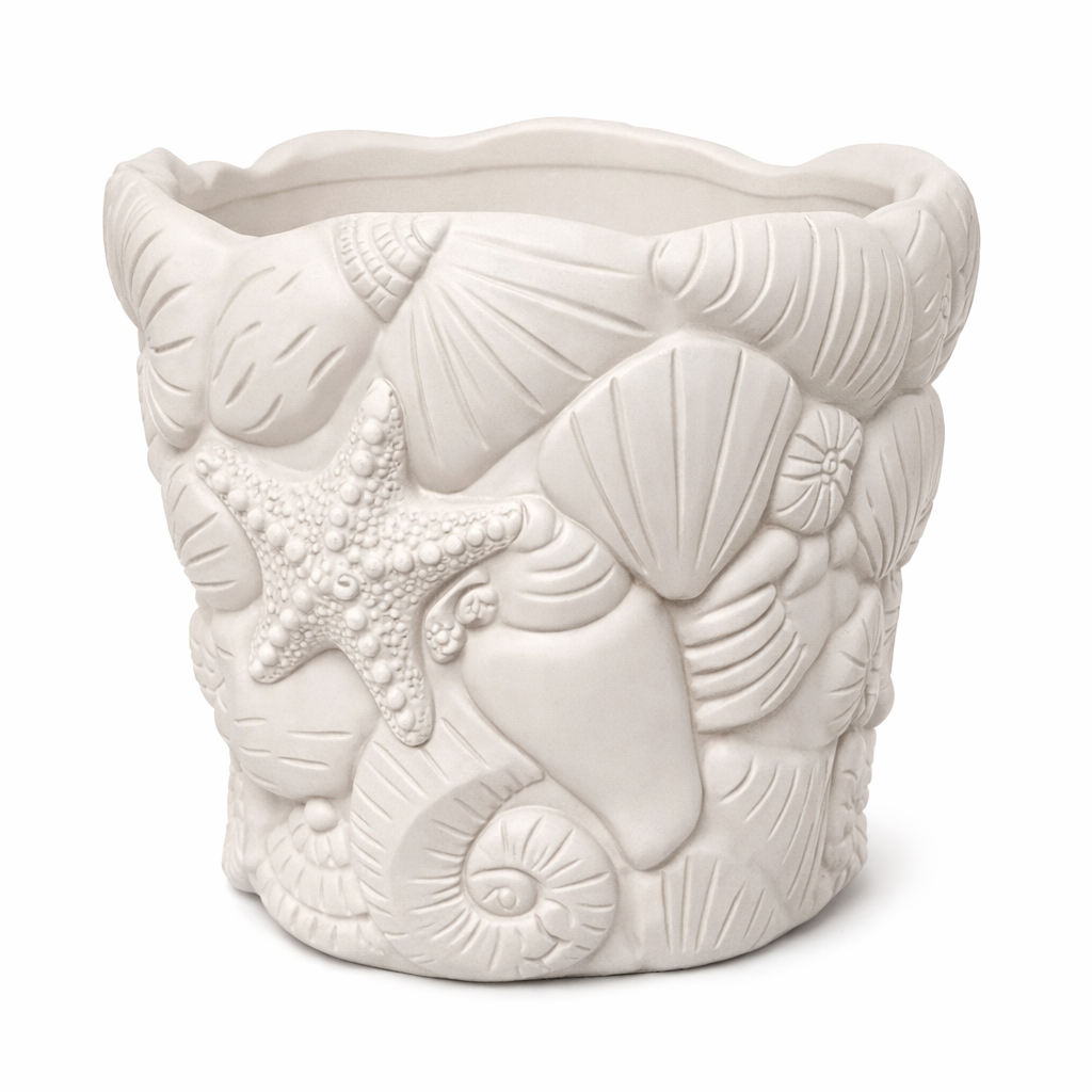 Vaso Conchiglia di Teti - Vaso Scultoreo Oceanico in Rilievo