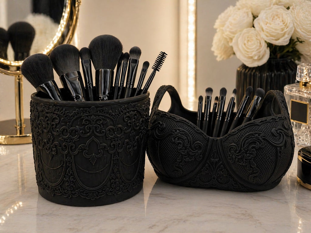 Porta Pennelli e Porta Trucchi Luxury - Set Velouré Prestige & Couture