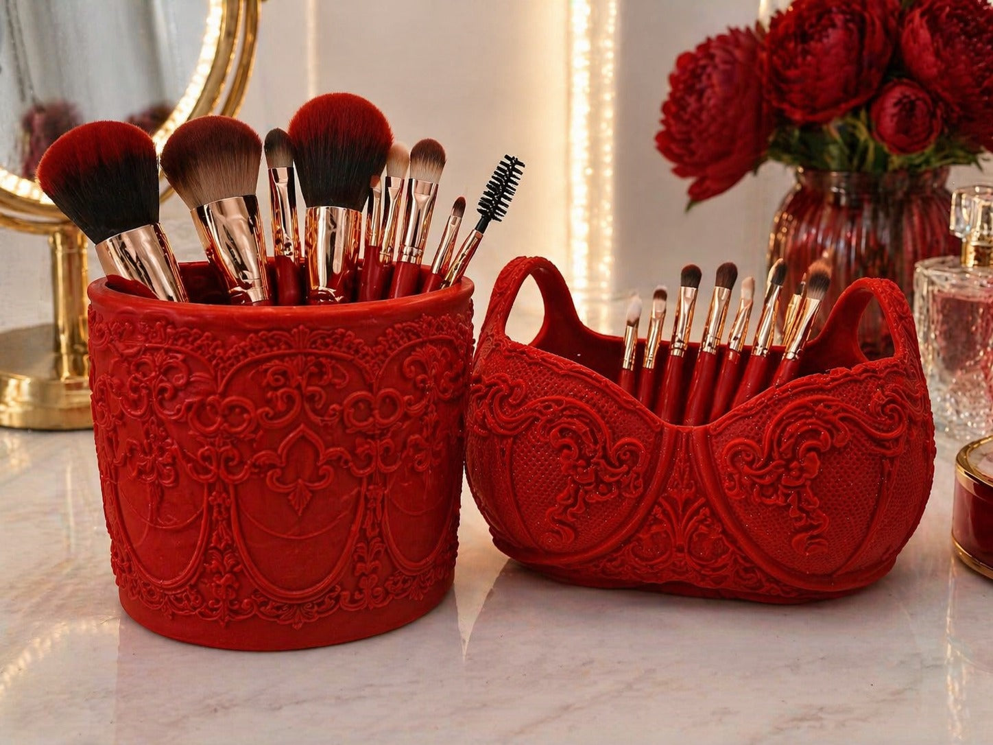 Porta Pennelli e Porta Trucchi Luxury - Set Velouré Prestige & Couture