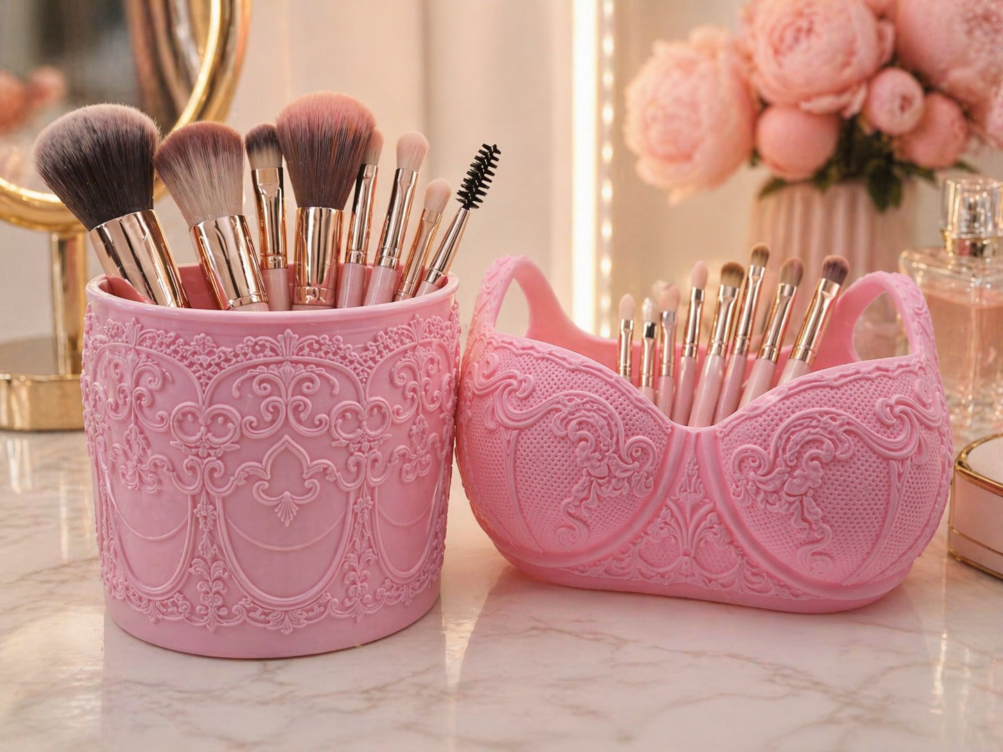 Porta Pennelli e Porta Trucchi Luxury - Set Velouré Prestige & Couture