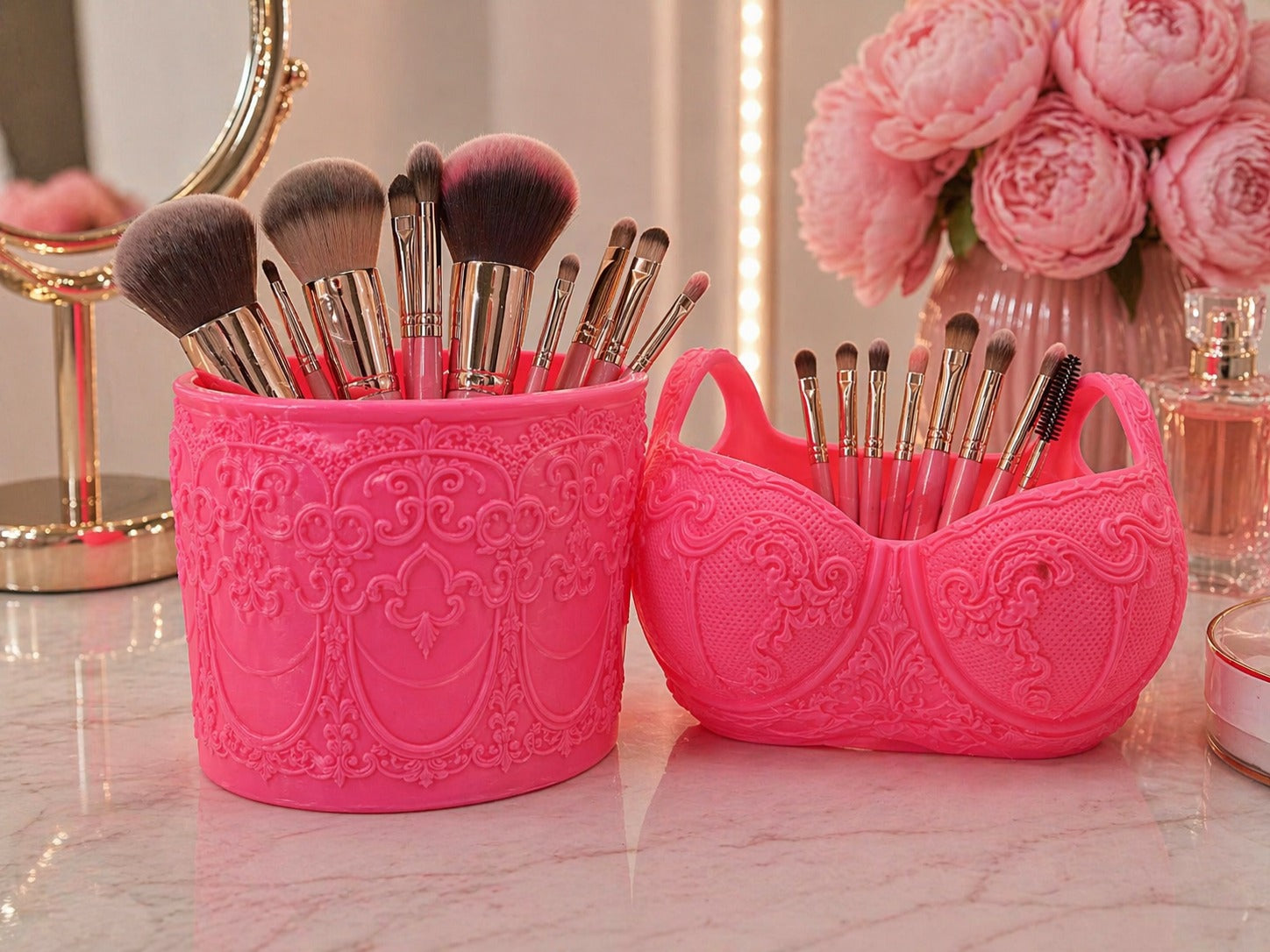 Porta Pennelli e Porta Trucchi Luxury - Set Velouré Prestige & Couture