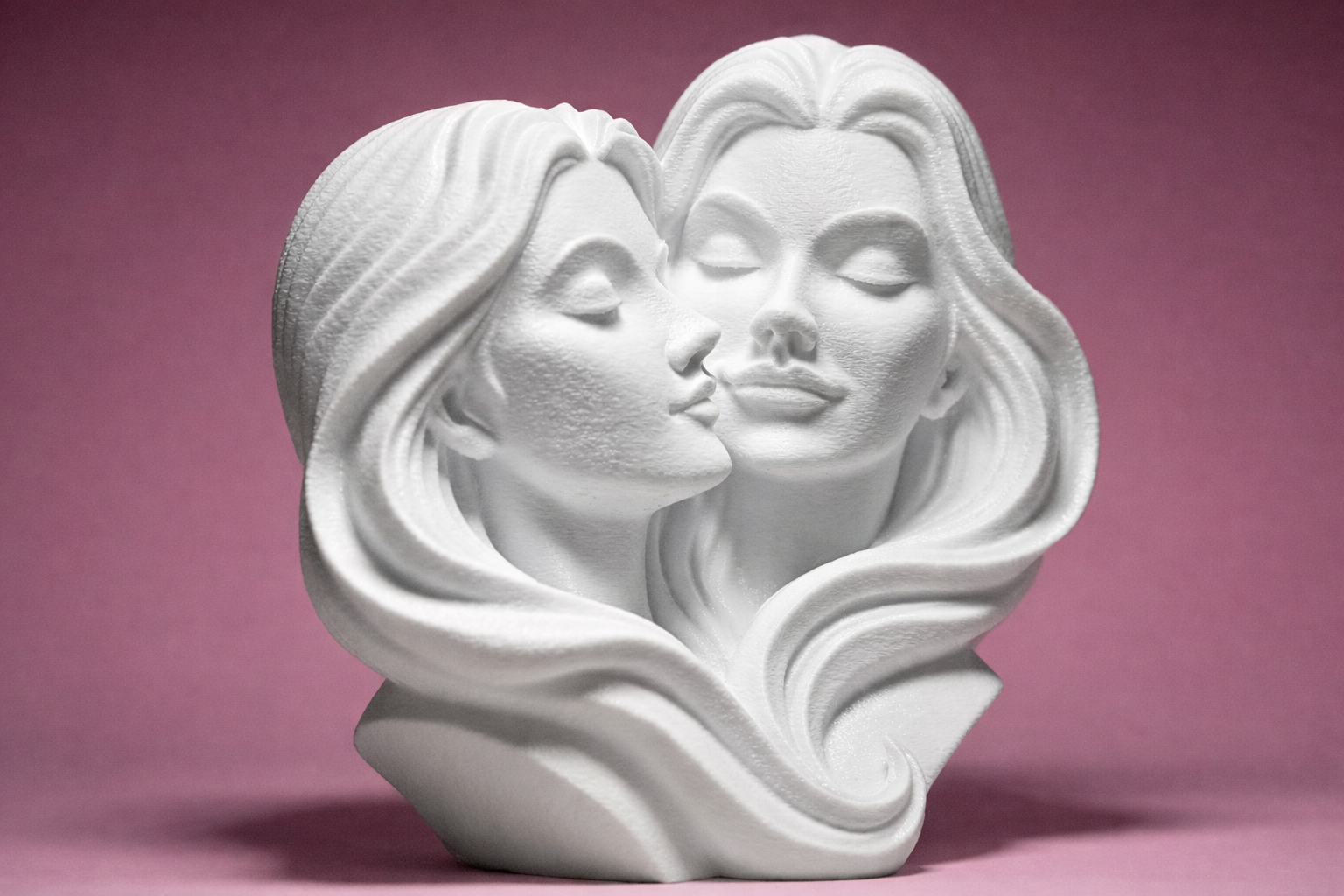 Anima Gemella – Scultura Artistica Moderna con Due Volti Femminili