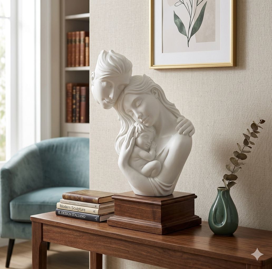 Statua Famiglia Abbraccio con Neonato